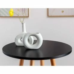 Remise ❤️ CLP Table Haute De Bar Mijas En Bois Avec Plateau Rond Et Repose-pieds En Métal Noir Rund 😍 -Table haute Boutique 57324305 3