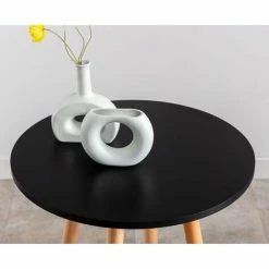 Remise ❤️ CLP Table Haute De Bar Mijas En Bois Avec Plateau Rond Et Repose-pieds En Métal Noir Rund 😍 -Table haute Boutique 57324305 4