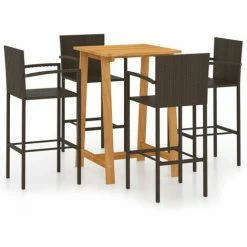 Le moins cher 😍 Topdeal Ensemble De Bar De Jardin 5 Pcs Marron FF3067955_FR ⭐