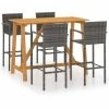 Bon marché 🌟 Topdeal Ensemble De Bar De Jardin 5 Pcs Gris FF3067970_FR 😀 2 Bon marché 🌟 Topdeal Ensemble De Bar De Jardin 5 Pcs Gris FF3067970_FR 😀 -Table haute Boutique 57333520 1
