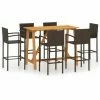 Remise 🌟 Topdeal Ensemble De Bar De Jardin 7 Pcs Marron FF3067971_FR ✨ -Table haute Boutique 57333526 1