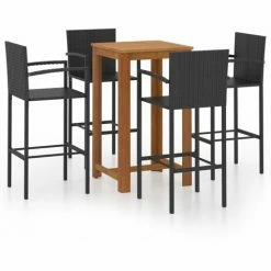 De gros 🧨 Topdeal Ensemble De Bar De Jardin 5 Pcs Noir FF3067988_FR 🛒