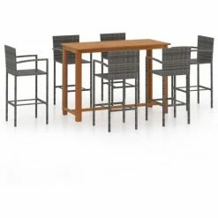Meilleure affaire 🔔 Topdeal Ensemble De Bar De Jardin 7 Pcs Gris FF3068018_FR ✔️