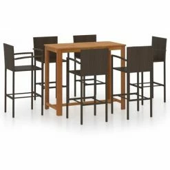 Grosses soldes ✨ Topdeal Ensemble De Bar De Jardin 7 Pcs Marron FF3068003_FR 🔔