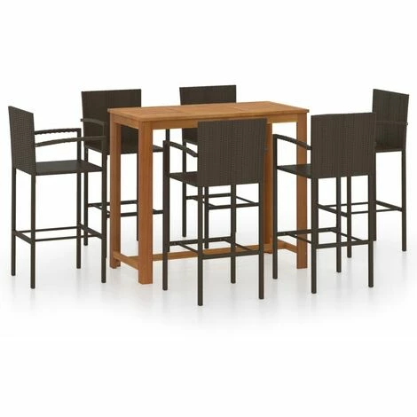 Grosses soldes ✨ Topdeal Ensemble De Bar De Jardin 7 Pcs Marron FF3068003_FR 🔔 3 Grosses soldes ✨ Topdeal Ensemble De Bar De Jardin 7 Pcs Marron FF3068003_FR 🔔