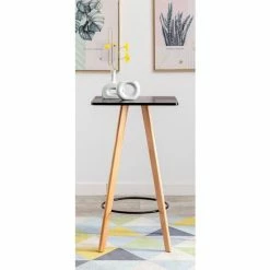 Meilleure affaire 🎉 CLP Table Haute De Bar Mijas En Bois Avec Plateau Carré Et Repose-pieds En Métal Noir Eckig 🛒 -Table haute Boutique 57356568 3