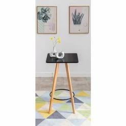 Meilleure affaire 🎉 CLP Table Haute De Bar Mijas En Bois Avec Plateau Carré Et Repose-pieds En Métal Noir Eckig 🛒 -Table haute Boutique 57356568 4