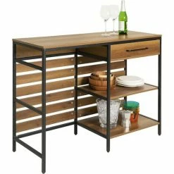 Budget 👏 SoBuy FSB71-PF Table De Cuisine Meuble De Rangement Cuisine Comptoir De Cuisine Avec Tiroir Et 2 Étagères, Cadre En Acier Stable, Style Industriel 🎉