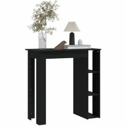 Remise 😀 ASUPERMALL Table De Bar Avec étagère Noir 102x50x103,5 Cm Aggloméré 🧨 -Table haute Boutique 57733804 3
