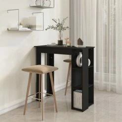 Remise 😀 ASUPERMALL Table De Bar Avec étagère Noir 102x50x103,5 Cm Aggloméré 🧨 -Table haute Boutique 57733804 4