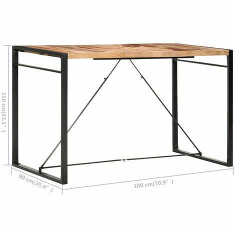 Promo 🧨 ASUPERMALL Table De Bar 180x90x110 Cm Bois Solide ⌛ 7 Promo 🧨 ASUPERMALL Table De Bar 180x90x110 Cm Bois Solide ⌛ – Image 5