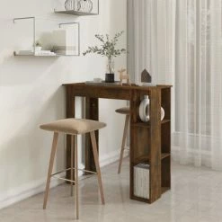 Budget 🔥 ASUPERMALL Table De Bar Avec étagère Chêne Fumé 102x50x103,5 Cm Aggloméré ✔️ -Table haute Boutique 57740115 4