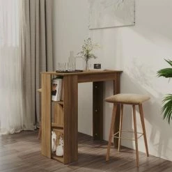 Budget 👍 TRUE DEAL Table De Bar Avec étagère Chêne Marron 102x50x103,5cm Aggloméré ✔️