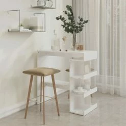 Nouveau 😉 TRUE DEAL Table De Bar étagère De Rangement Blanc Brillant 100x50x101,5cm 😍 -Table haute Boutique 57839684 3
