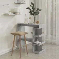 Tout neuf 🎁 TRUE DEAL Table De Bar Et étagère De Rangement Sonoma Gris 100x50x101,5cm 😀 -Table haute Boutique 57840112 3