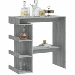 Tout neuf 🎁 TRUE DEAL Table De Bar Et étagère De Rangement Sonoma Gris 100x50x101,5cm 😀 -Table haute Boutique 57840112 4