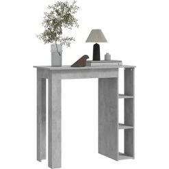Vente flash 🥰 TRUE DEAL Table De Bar Avec étagère Gris Béton 102x50x103,5 Cm Aggloméré 💯 -Table haute Boutique 57842471 3
