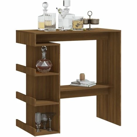 Coupon 🔔 TRUE DEAL Table De Bar étagère De Rangement Chêne Marron 100x50x101,5 Cm 😀 6 Coupon 🔔 TRUE DEAL Table De Bar étagère De Rangement Chêne Marron 100x50x101,5 Cm 😀 – Image 4