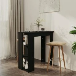 Coupon 😍 TRUE DEAL Table De Bar Avec étagère Noir 102x50x103,5 Cm Aggloméré 👏