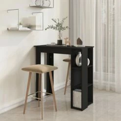 Coupon 😍 TRUE DEAL Table De Bar Avec étagère Noir 102x50x103,5 Cm Aggloméré 👏 -Table haute Boutique 57842902 4