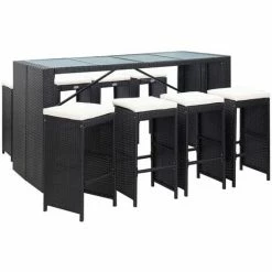 Acheter 🎁 TRUE DEAL Ensemble De Bar D'extérieur 9 Pcs Résine Tressée Noir 🧨