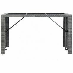 Offres 🎉 INLIFE Meuble De Bar De Jardin 7 Pcs Et Coussins Résine Tressée Gris ⭐ -Table haute Boutique 57884966 4