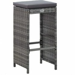 Offres 🎉 INLIFE Meuble De Bar De Jardin 7 Pcs Et Coussins Résine Tressée Gris ⭐ -Table haute Boutique 57884966 5