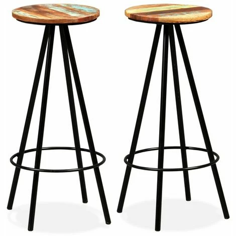 Budget 🔔 NOVA Ensemble De Table De Bar Avec Des Tabourets En Bois Massif De Récupération Brillante Divers Morceaux Ensemble De Bar 3 Pcs Bois De Récupération Massif 😍 6 Budget 🔔 NOVA Ensemble De Table De Bar Avec Des Tabourets En Bois Massif De Récupération Brillante Divers Morceaux Ensemble De Bar 3 Pcs Bois De Récupération Massif 😍 – Image 4