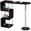 Vente flash 😍 VENTE-UNIQUE.COM Meuble De Bar ALISETO - MDF & Métal Chromé - Noir - Noir 🔔 -Table haute Boutique 58536576 1