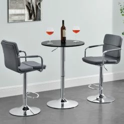 Budget 🥰 NOVA Table Ronde Haute Des Bars Pub De Cuisine Avec Base En Métal Différentes Couleurs Couleur : NOIR 🥰 -Table haute Boutique 58598699 5