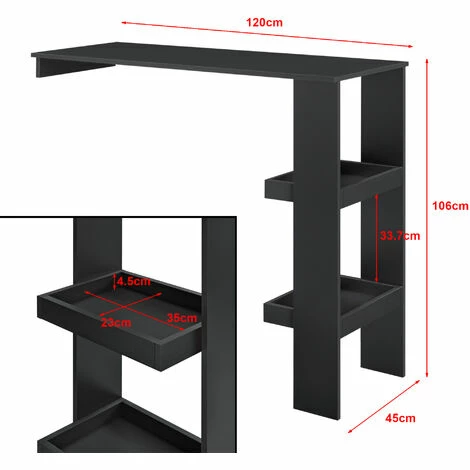 Tout neuf ❤️ NOVA Tableau De Péninsule Murale Pour Cuisine 120x45x106 Cm 2 étagères Différentes Couleurs Couleur : Noir 👍 4 Tout neuf ❤️ NOVA Tableau De Péninsule Murale Pour Cuisine 120x45x106 Cm 2 étagères Différentes Couleurs Couleur : Noir 👍 – Image 2