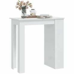Grosses soldes ✔️ INLIFE Table De Bar étagère De Rangement Blanc Brillant 102x50x103,5cm - Blanc ✔️ -Table haute Boutique 58691819 4
