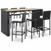 Sortie ⭐ INLIFE Ensemble De Bar De Jardin 7 Pcs Et Coussins Résine Tressée Noir - Noir ⭐ -Table haute Boutique 58691976 1