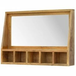 Offres 😍 NETFURNITURE JUPENEO BOIS Massif 5 Unité Murale à Fente Avec Miroir - Marron ✨