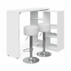 De gros 🛒 Table De Bar „Vega“ Blanche Avec 2 Tabourets De Bar Vicco ⌛