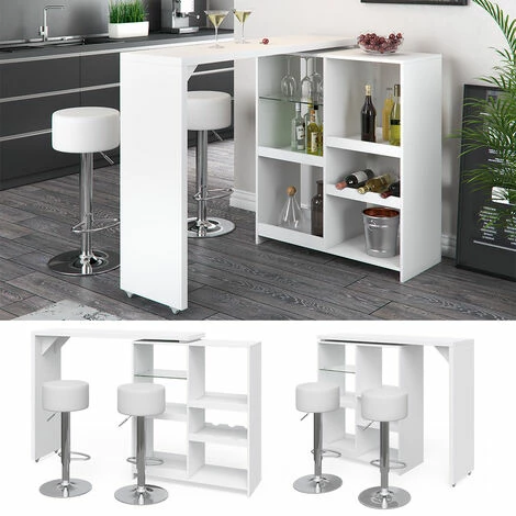 De gros 🛒 Table De Bar „Vega“ Blanche Avec 2 Tabourets De Bar Vicco ⌛ 4 De gros 🛒 Table De Bar „Vega“ Blanche Avec 2 Tabourets De Bar Vicco ⌛ – Image 2