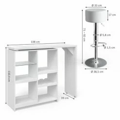 De gros 🛒 Table De Bar „Vega“ Blanche Avec 2 Tabourets De Bar Vicco ⌛ 9 De gros 🛒 Table De Bar „Vega“ Blanche Avec 2 Tabourets De Bar Vicco ⌛ -Table haute Boutique 59119663 3