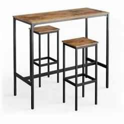 Offres ⭐ Table De Bar Fyrk Table De Bistro Lot De 2 Tabourets De Bar 120 Cm X 50 Cm Vicco 🎁