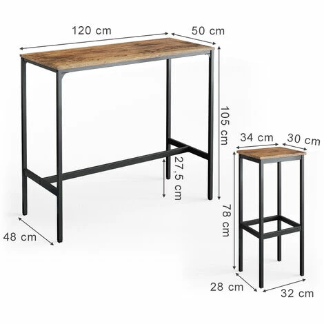 Offres ⭐ Table De Bar Fyrk Table De Bistro Lot De 2 Tabourets De Bar 120 Cm X 50 Cm Vicco 🎁 5 Offres ⭐ Table De Bar Fyrk Table De Bistro Lot De 2 Tabourets De Bar 120 Cm X 50 Cm Vicco 🎁 – Image 3