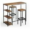 Budget ❤️ Table De Bar „Fyrk“ Vieux Bois/Noir Avec 2 Tabourets De Bar Vicco 🤩 -Table haute Boutique 59119944 1