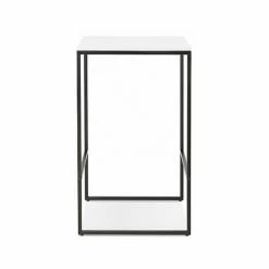 Budget 🥰 M&S Table De Bar Carrée 60x102 Cm En Bois Blanc Et Métal Noir ❤️