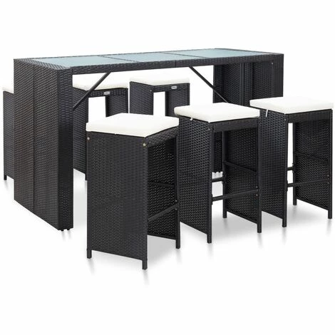 Coupon ⭐ INLIFE Meuble De Bar De Jardin 7 Pcs Et Coussins Résine Tressée Noir - Noir 🎁 3 Coupon ⭐ INLIFE Meuble De Bar De Jardin 7 Pcs Et Coussins Résine Tressée Noir - Noir 🎁