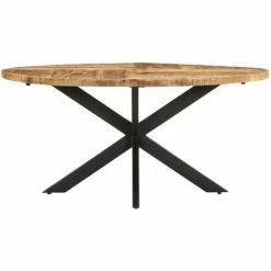 Promo 🎁 INLIFE Table De Salle à Manger 160x90x75 Cm Bois De Manguier Brut - Brun 🌟 -Table haute Boutique 59172087 2