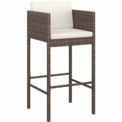 Vente flash 👏 INLIFE Meubles De Bar De Jardin 5pcs Et Coussins Résine Tressée Marron - Brun 😍 -Table haute Boutique 59172096 3