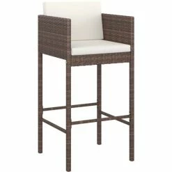 Budget 😉 INLIFE Meubles De Bar De Jardin 7pcs Et Coussins Résine Tressée Marron - Brun ✔️ -Table haute Boutique 59172274 3