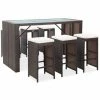 Offres 😍 INLIFE Meuble De Bar De Jardin 7 Pcs Et Coussins Résine Tressée Marron - Brun ❤️ -Table haute Boutique 59172321 1