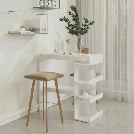 Meilleure affaire ⌛ INLIFE Table De Bar étagère De Rangement Blanc Brillant 100x50x101,5cm - Blanc 😉 5 Meilleure affaire ⌛ INLIFE Table De Bar étagère De Rangement Blanc Brillant 100x50x101,5cm - Blanc 😉 – Image 3