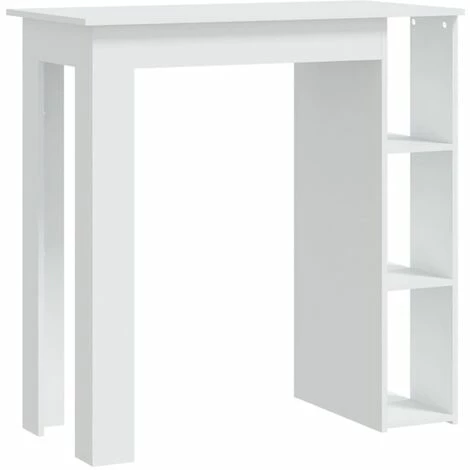 De gros 😍 INLIFE Table De Bar Avec étagère Blanc 102x50x103,5 Cm Aggloméré - Blanc 💯 4 De gros 😍 INLIFE Table De Bar Avec étagère Blanc 102x50x103,5 Cm Aggloméré - Blanc 💯 – Image 2