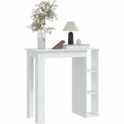 De gros 😍 INLIFE Table De Bar Avec étagère Blanc 102x50x103,5 Cm Aggloméré - Blanc 💯 9 De gros 😍 INLIFE Table De Bar Avec étagère Blanc 102x50x103,5 Cm Aggloméré - Blanc 💯 -Table haute Boutique 59173214 3