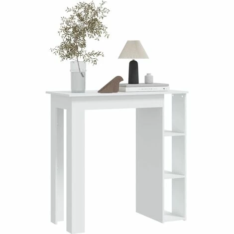 De gros 😍 INLIFE Table De Bar Avec étagère Blanc 102x50x103,5 Cm Aggloméré - Blanc 💯 5 De gros 😍 INLIFE Table De Bar Avec étagère Blanc 102x50x103,5 Cm Aggloméré - Blanc 💯 – Image 3